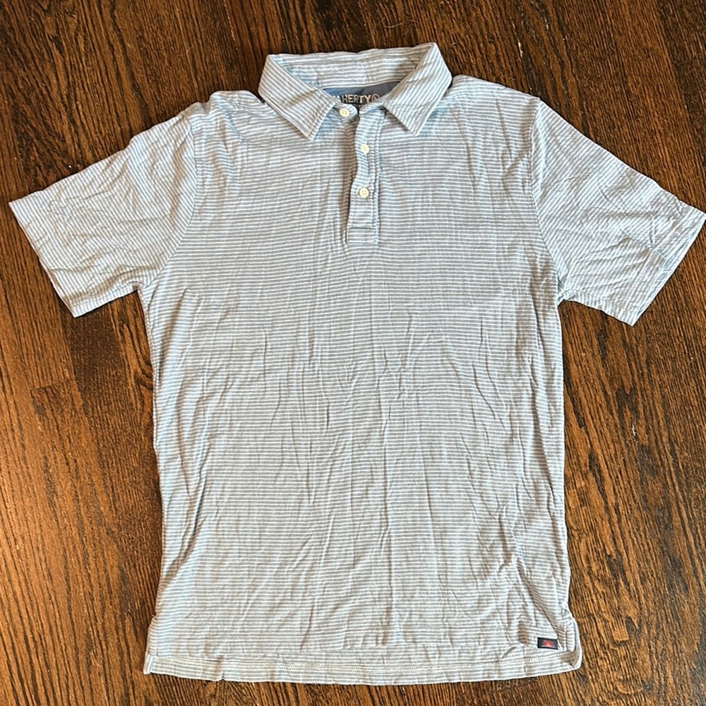 Men's Blue Striped Polo Shirt